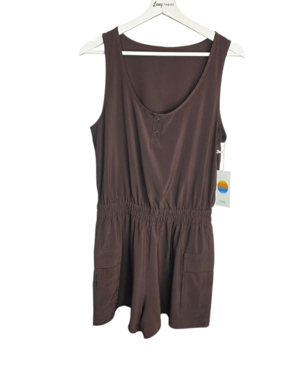 Vuori Villa Utility Romper, Java, Athletic, Size Womens Small, Shorts Jumpsuit